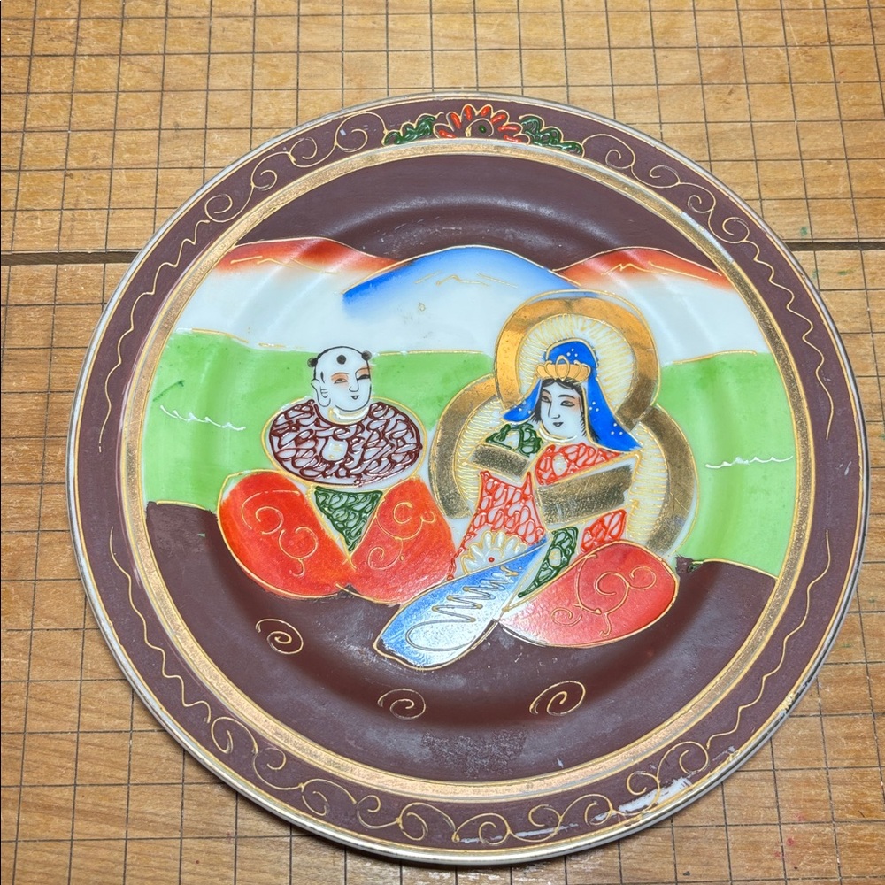 6 Japan Moriage Plates 7 5/8”D Immortals Kannan Goddess of Compassion - Picture 11 of 17